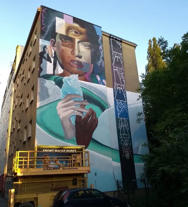 Стрит арт рисунок на здании в Берлине