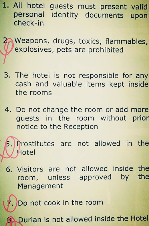 Изучите правила проживания в номере